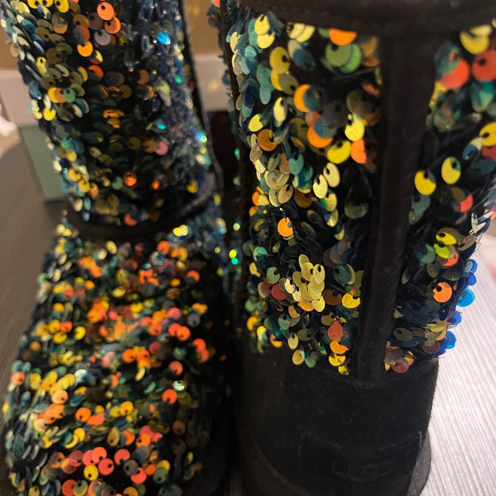 UGG Black Boots with Playful Pattern